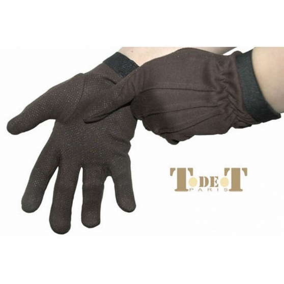 Gants initiation coton cuir TdeT  Marron foncé