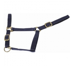 TdeT Licol synthétique doublé cuir du poney au cheval de trait Marine