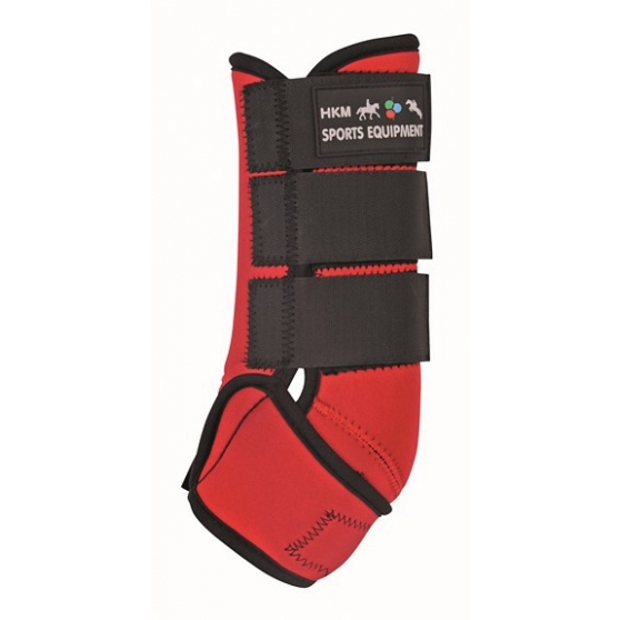 Guêtres néoprène couleur HKM protections cheval Rouge / Noir